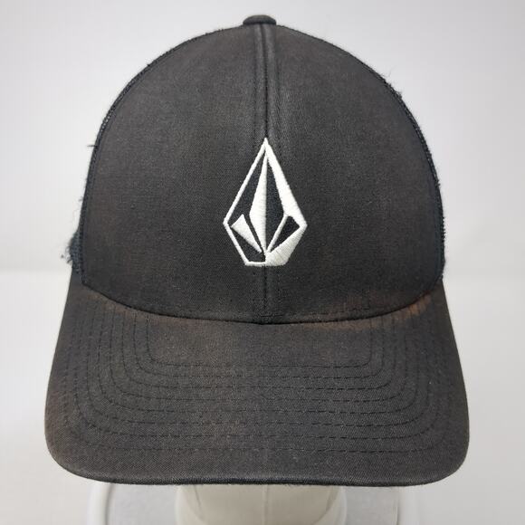 Volcom Snapback Trucker Hat Black One Size Adjustable Embroidered Mesh Back - Picture 2 of 9